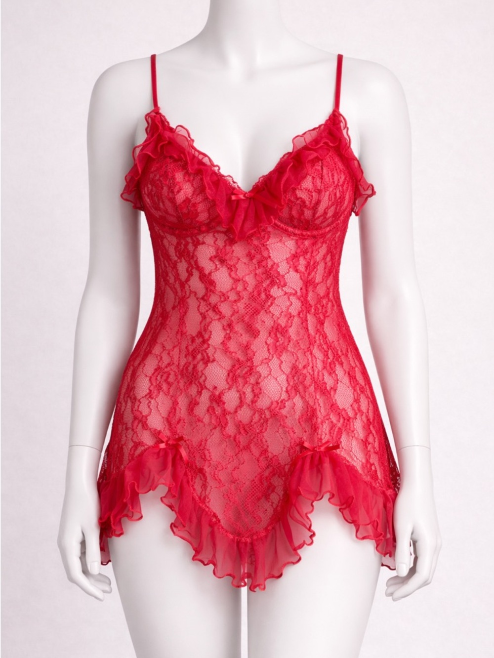 VTG Cinema Etoile Seductive Wear Baby Doll Sheer Sexy Red Nylon Nightgown